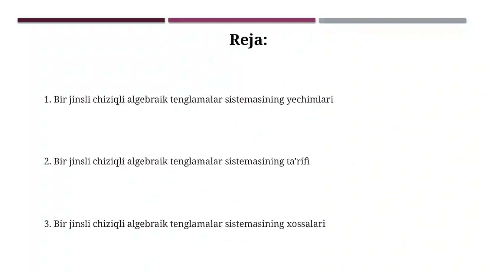 Bir jinsli chiziqli algebraik tenglamalar sistemasi 2