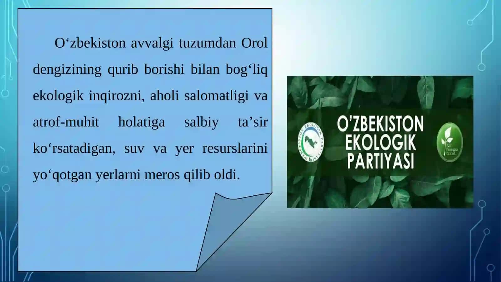 O’zbekiston Respublikasining viloyatlar bo’yicha ekologik holat 2