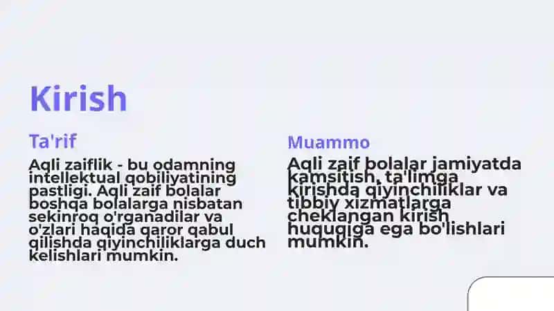 Aqli zaif bolalar: muammo va yechimlar 2