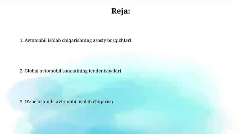 Avtomobil ishlab chiqarish 2