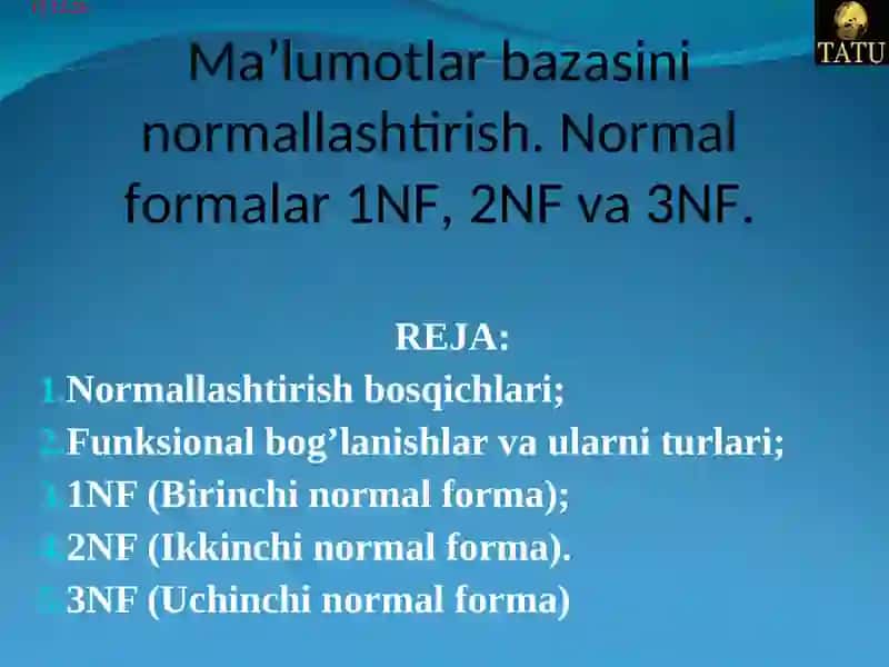 Ma’lumotlar bazasini boshqarish tizimi 2