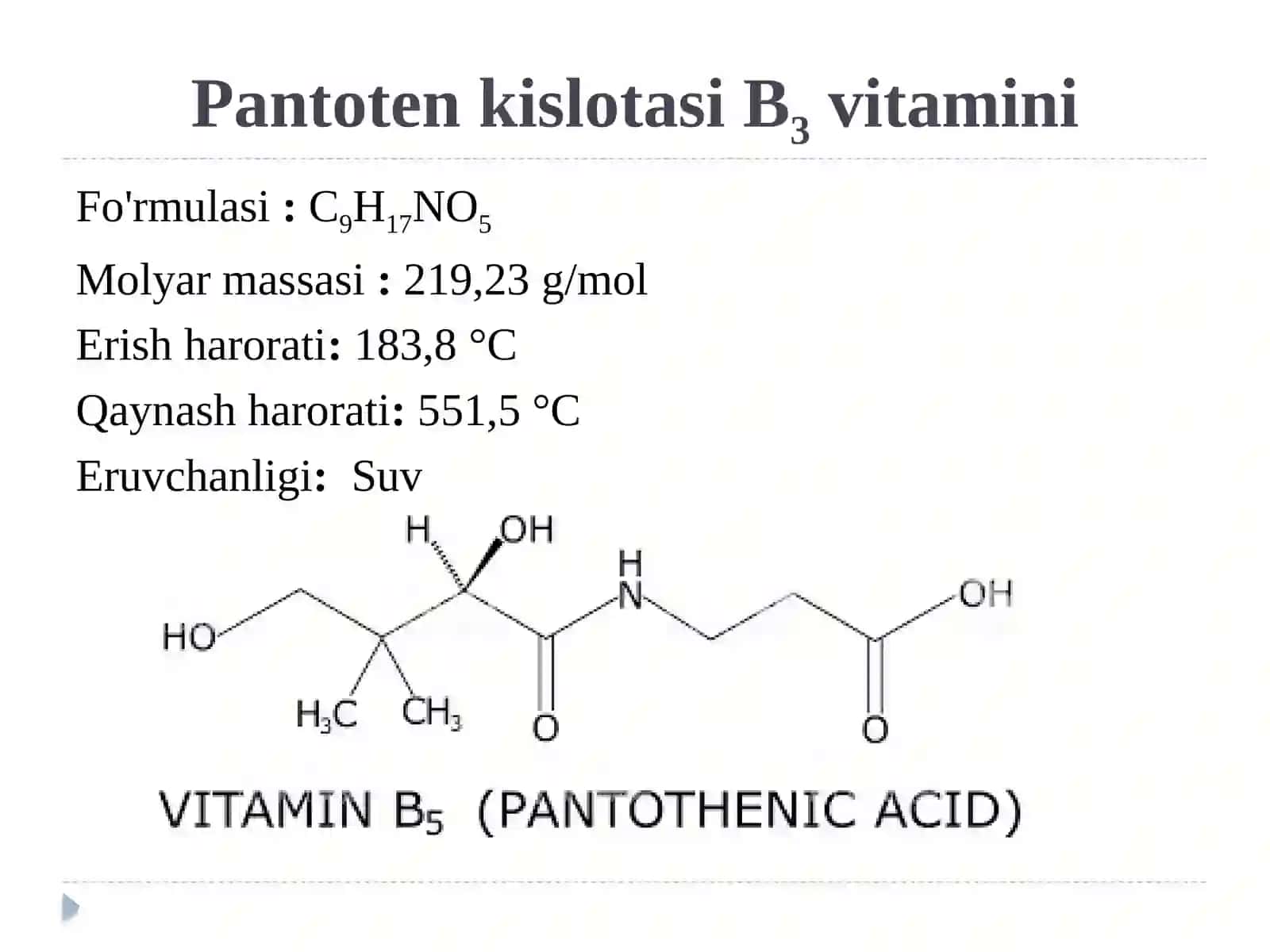 PANTOTENIK KISLOTA (B5VITAMINI) 2