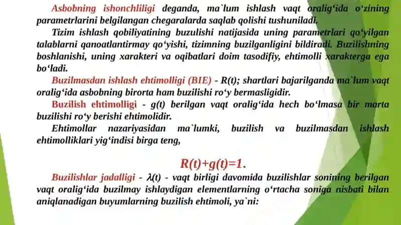 O‘lchаsh qurilmаlari elеmеntlаrining ishоnchliligi 2
