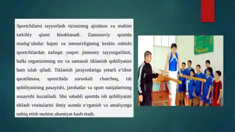 Sportda ish qobiliyatini tiklash vositalari 2