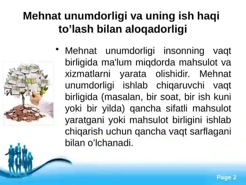 UNUMDORLIK, ISHLAB CHIQARISH VA BANDLIK 2