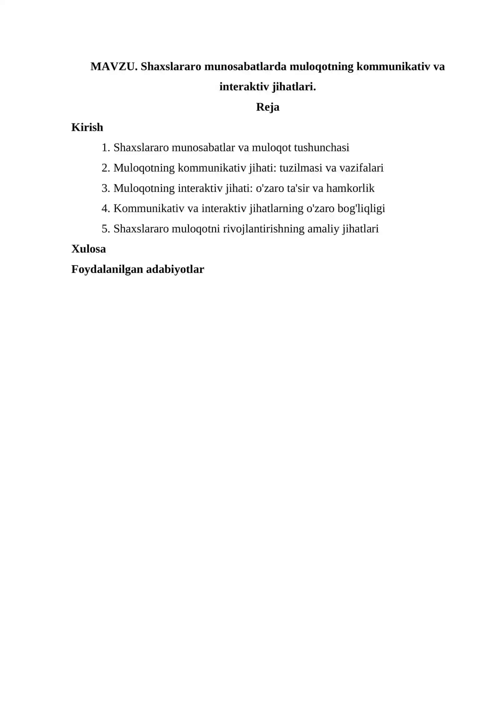 Shaxslararo munosabatlarda muloqotning kommunikativ va interaktiv jihatlari 2