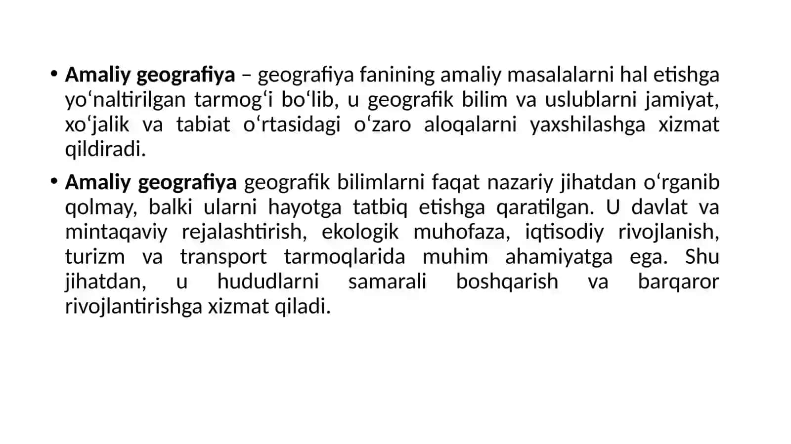 Amaliy geografiyaning ilmiy yo'nalishlari 2