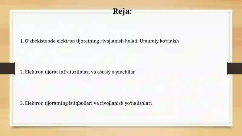 Elektron tijoratning rivojlanish holati 2