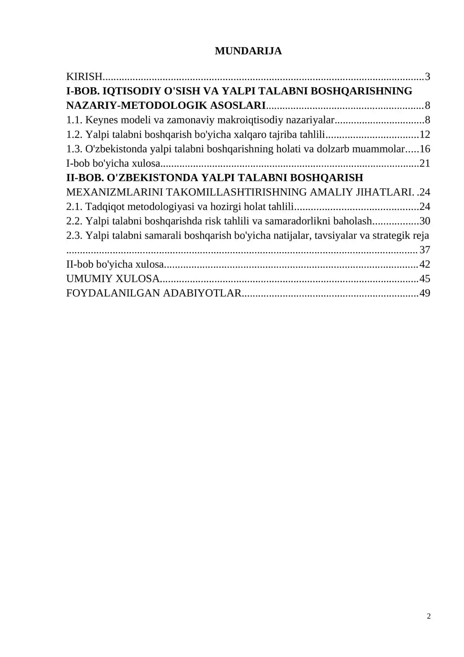 Keynes modeli va yalpi talabni boshqarish 2
