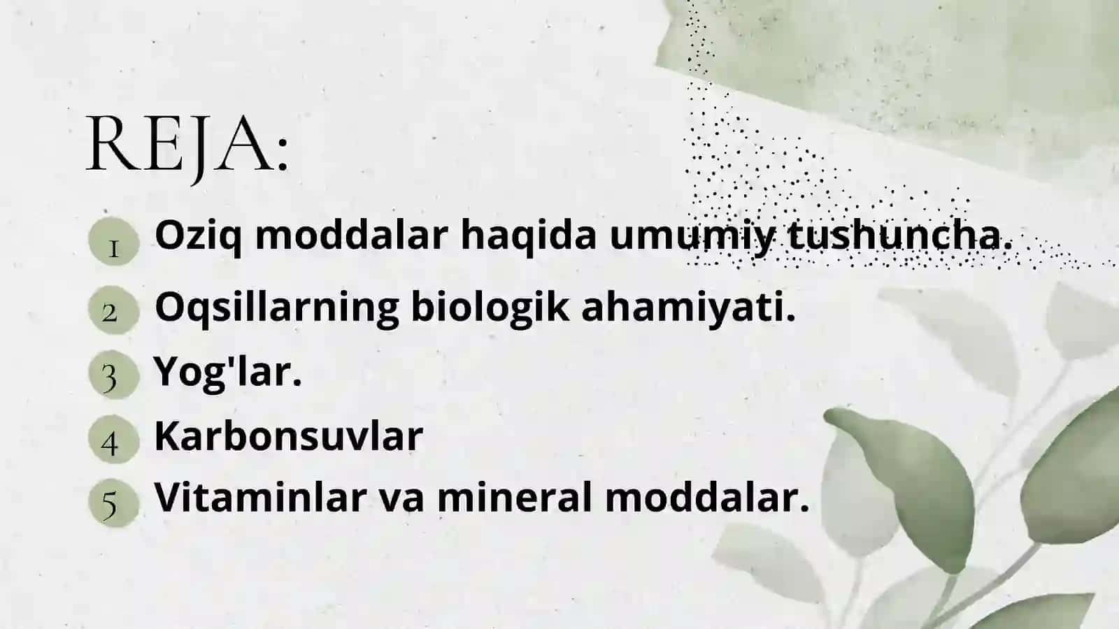 Oziq moddalar haqida umumiy tushuncha 2