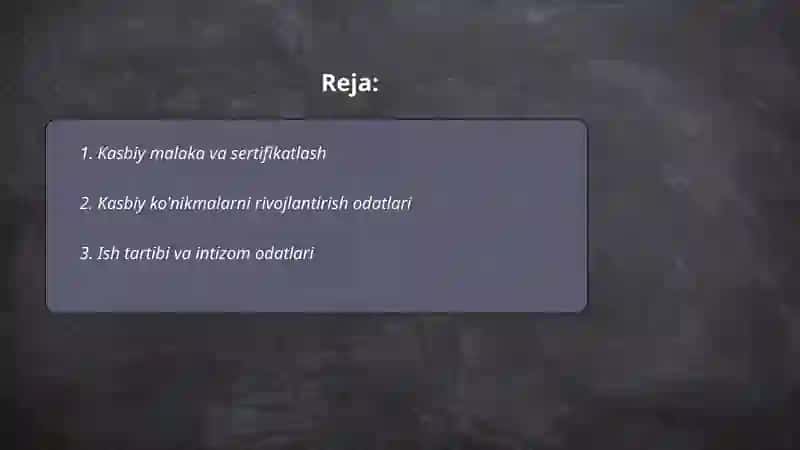 Kasbiy malaka va sertifikatlash 2
