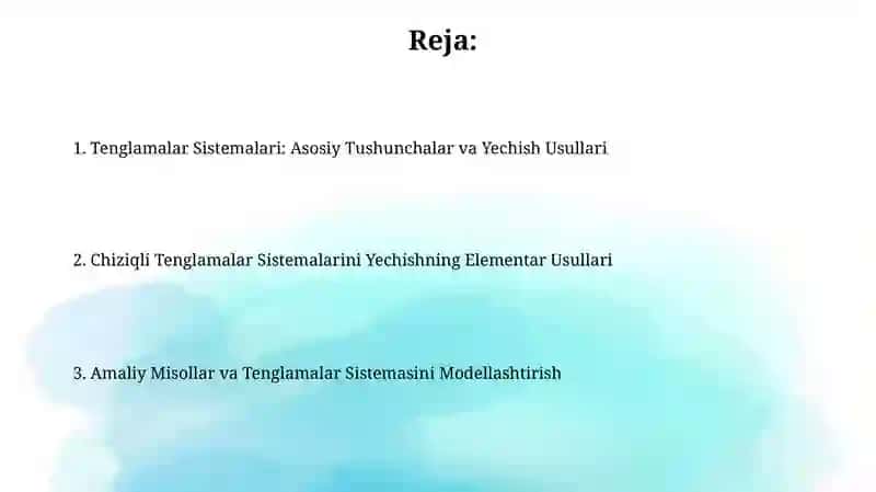 Tenglamalar Sistemasi 2