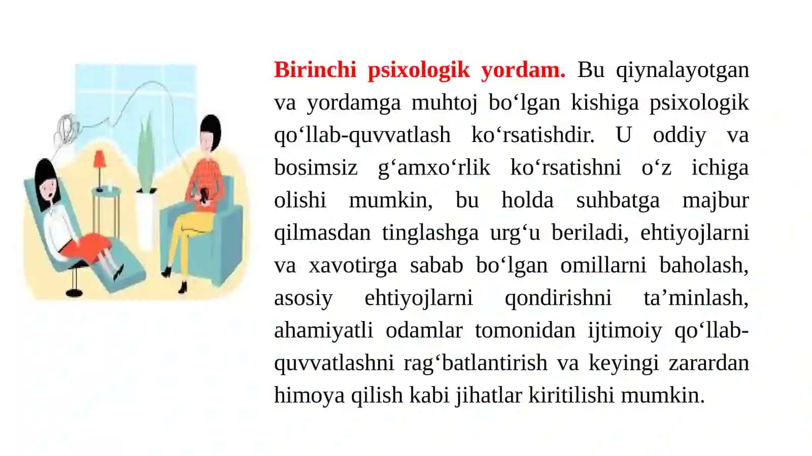 BIRINCHI PSIXOLOGIK YORDAM 2