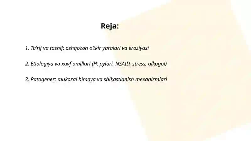 Oshqozon yaralari oʻtkir yaralari va eroziyasi 2