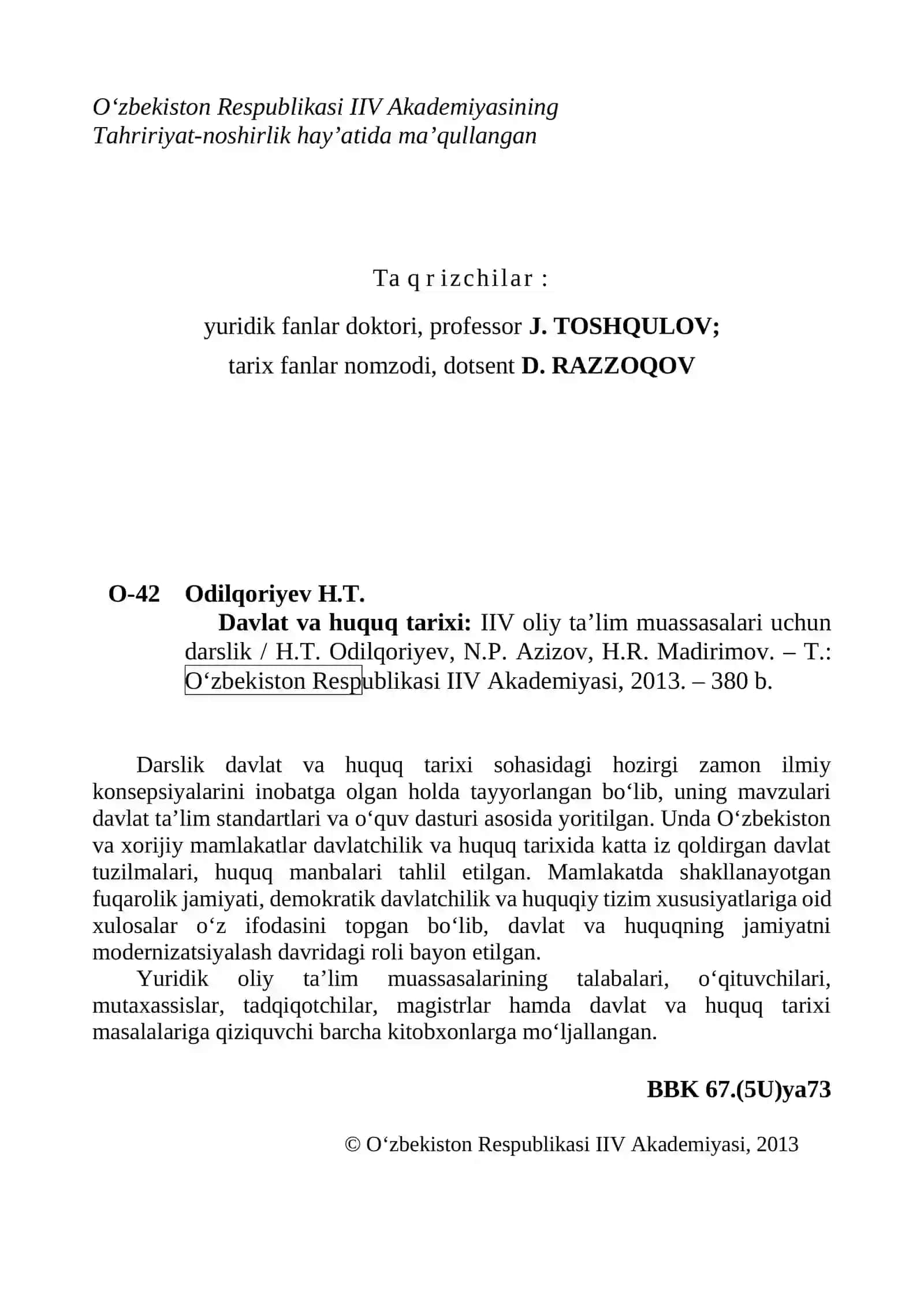Davlat va huquq tarixi 2