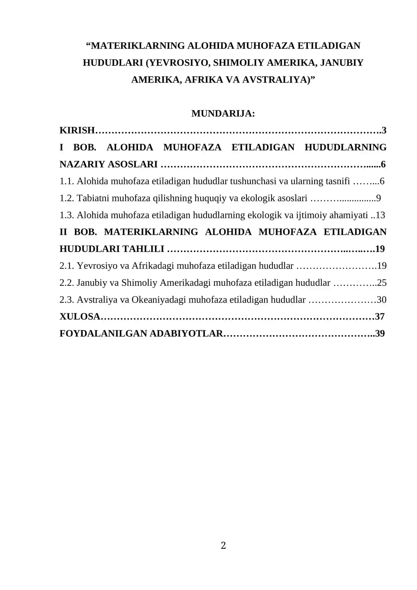 MATERIKLARNING ALOHIDA MUHOFAZA ETILADIGAN HUDUDLARI 2