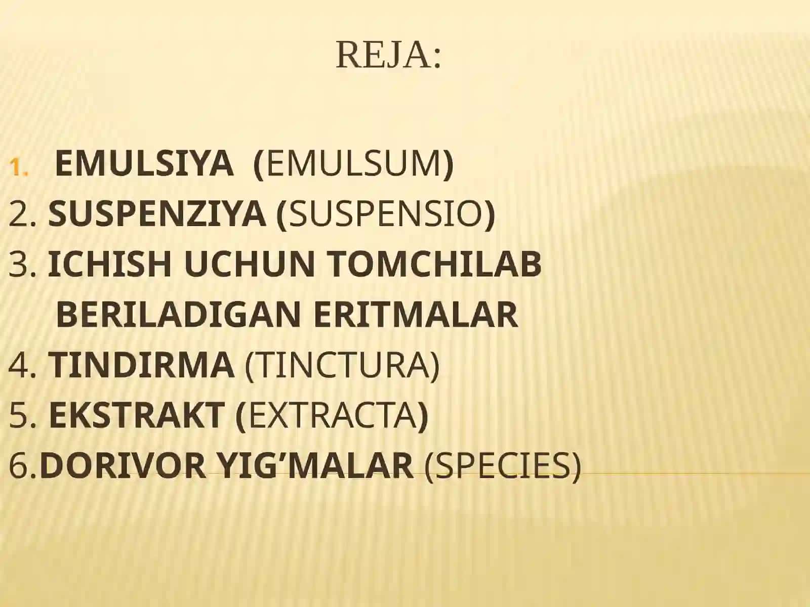 Emulsiyalar, tomchilar, tindirma, ekstraktlar vain’yeksiya dori vositalariga retsept yo`zish 2