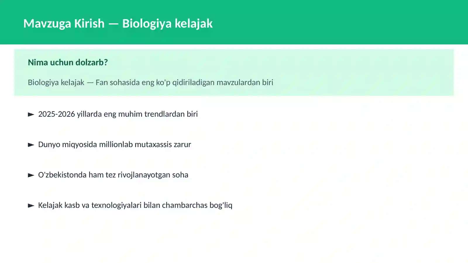Biologiya kelajak 2