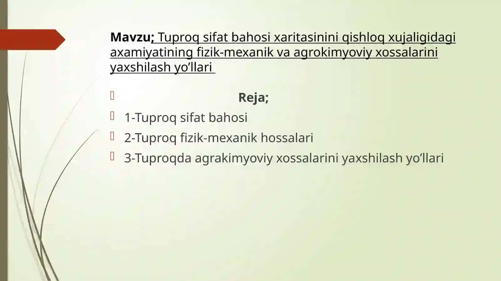 Yer kasi Asoslari Fanidan Tayyorlagan Mustaqil Ishi 2