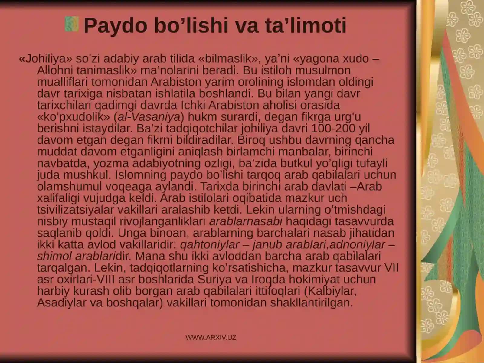 Islom dini va uning vujudga kelishi sabablari 2