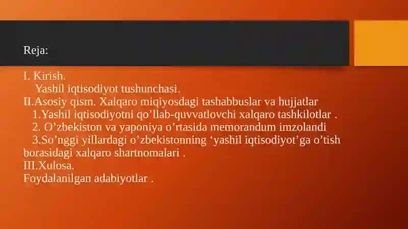 Yashil iqtisodiyot 2