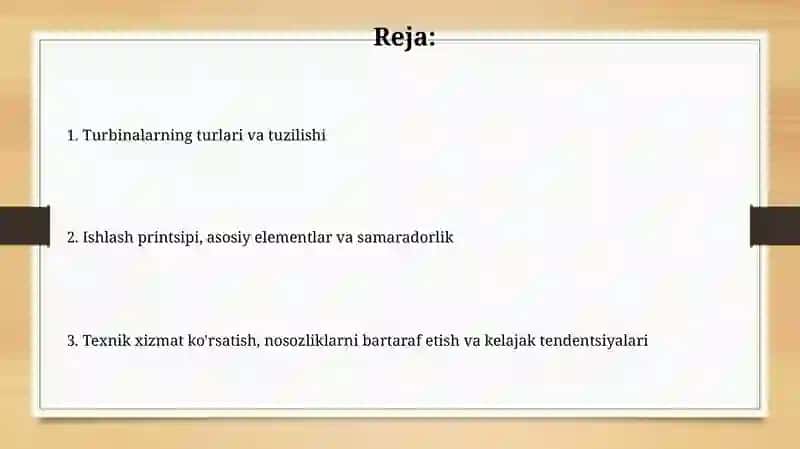 Turbinalarning turlari va tuzilishi 2