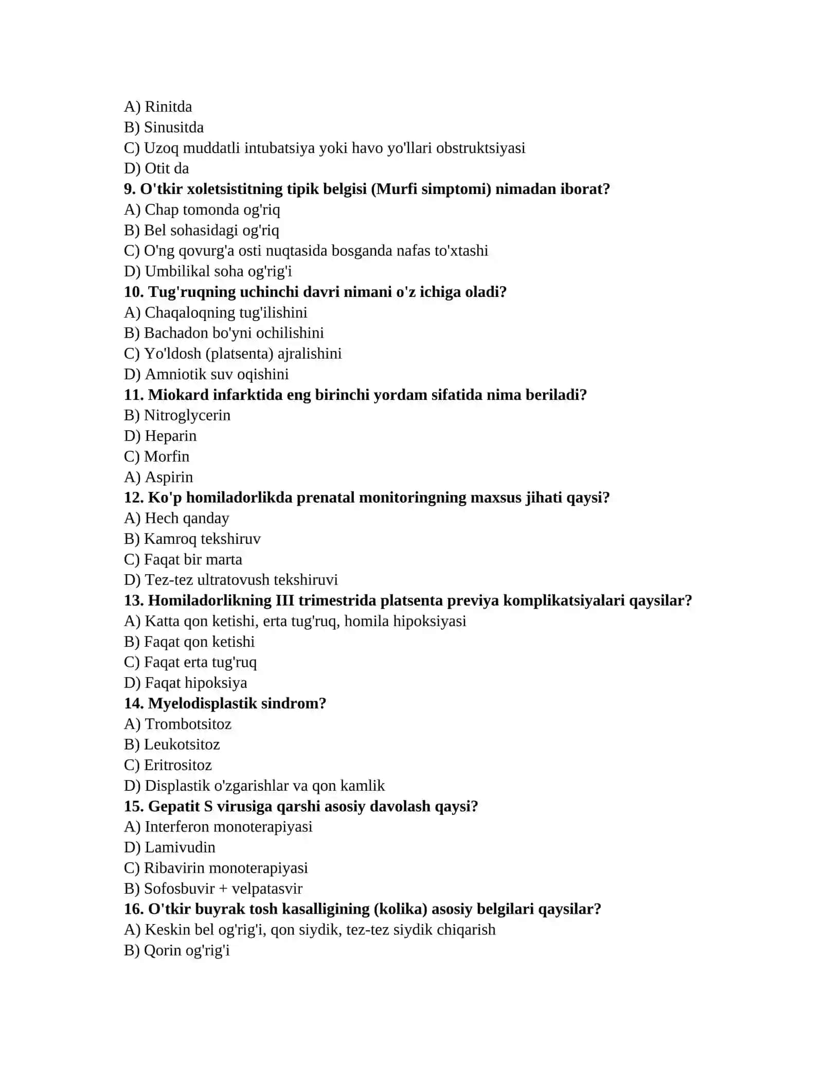Tibbiyot attestatsiya testlari 2