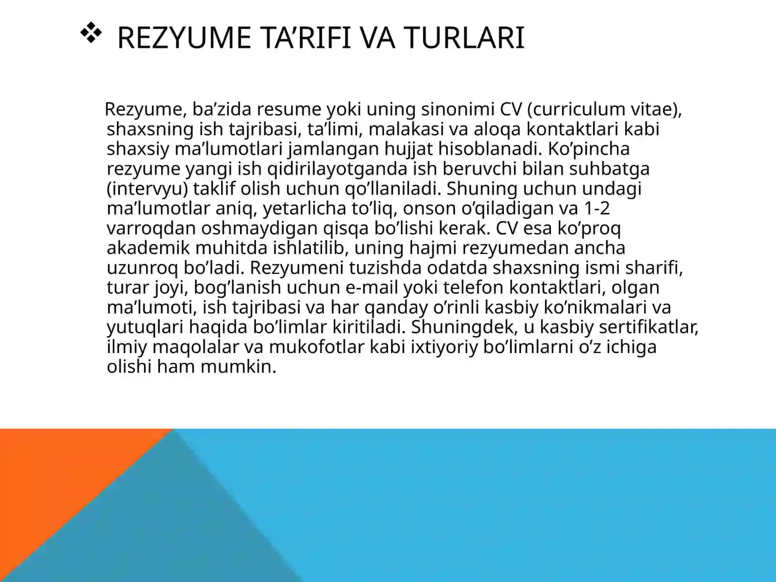 Rezyumelar haqida 2