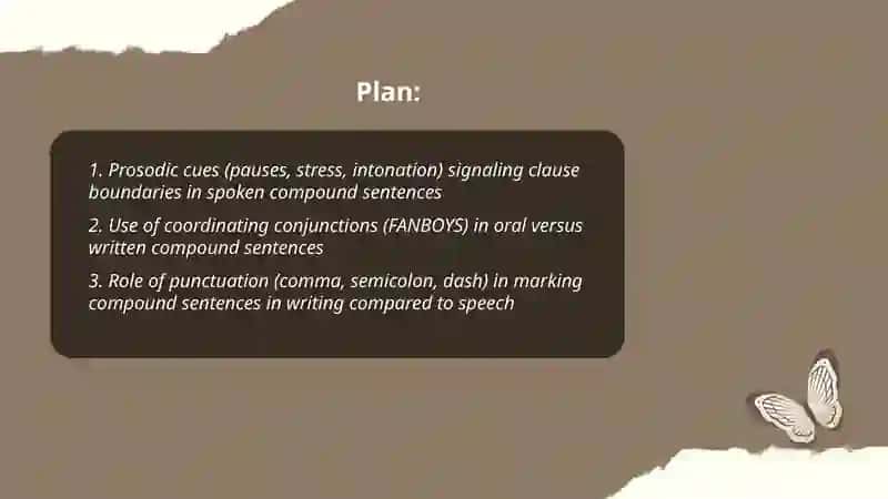 Distinguishing between the structure of a compound sentence in oral and written form of speech 2