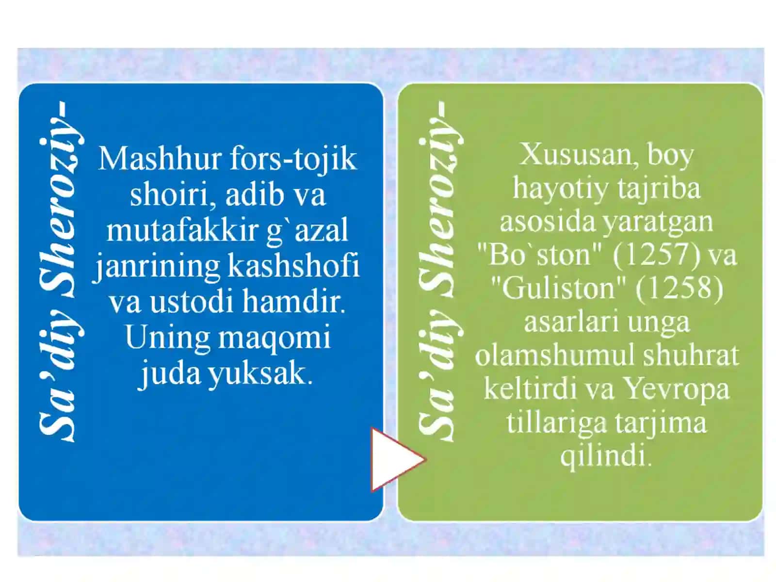 Muslihiddin Sa’diy Sheroziy hayoti 2