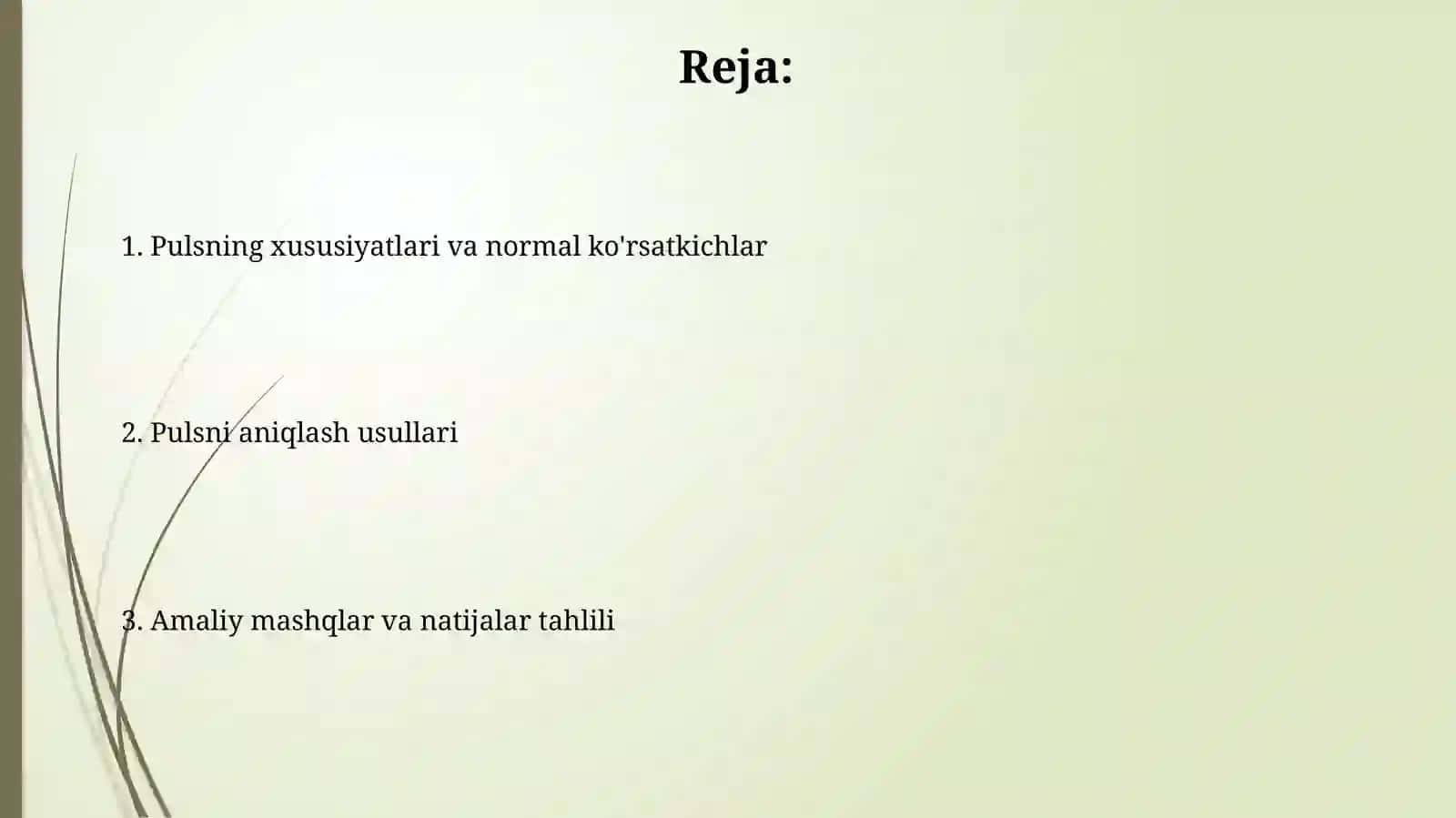 Amaliykonikma:pulsnianiqlash 2