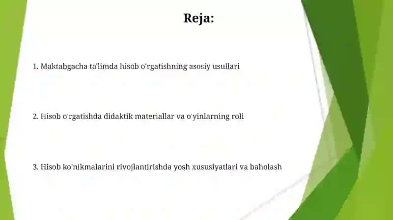 Maktabgacha ta'limda hisob o'rgatish 2