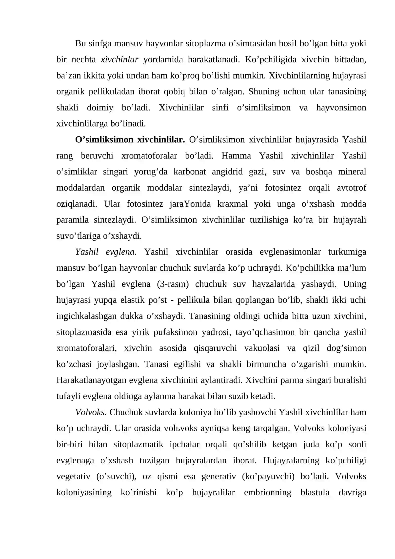 Хivchinlilаr sinfi. Infuzоriyalаr tipi 2