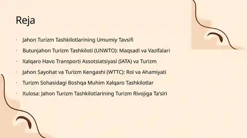 Jahon turizm tashkilotlari 2