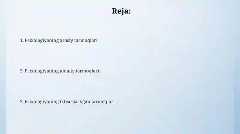Psixologiyaning tarmoqlari 2