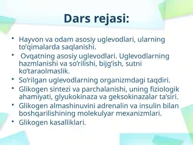 Karbonsuvlar almashtirish va patofiziologiya 2