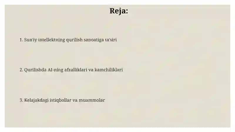Sun'iy intellektninh qurilish sohasigatasiri 2