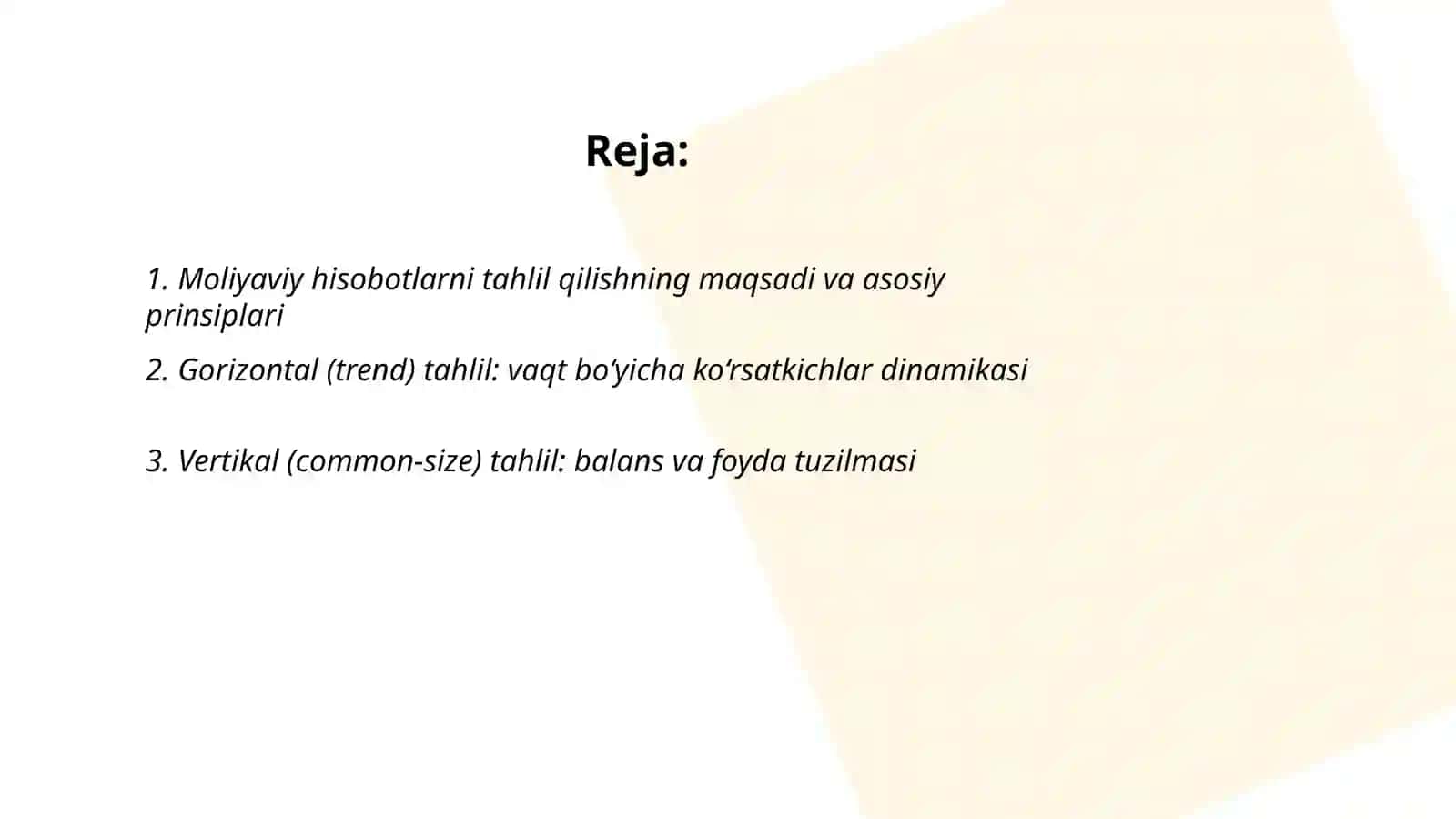 Moliyaviy hisobotini tahlil qilish 2
