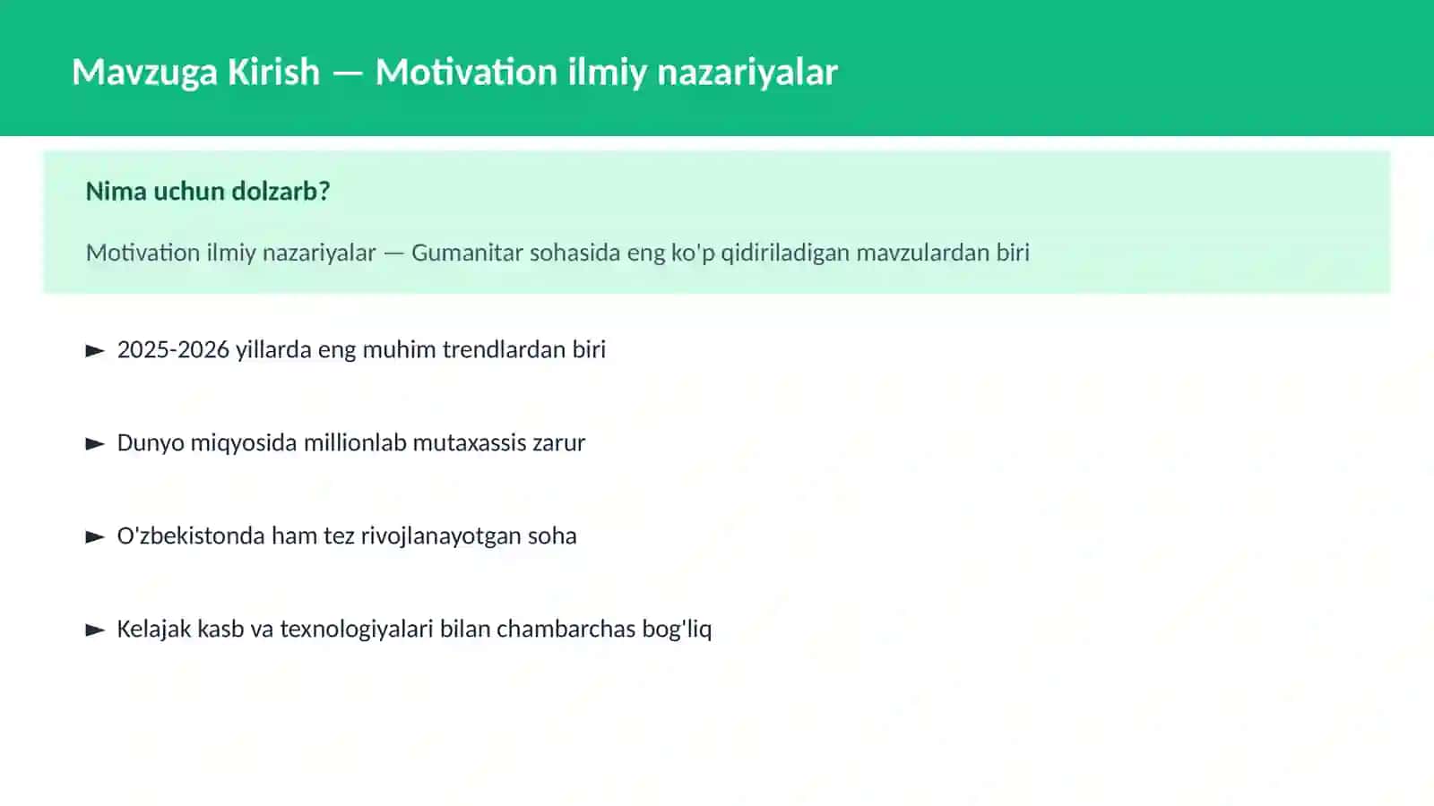 Motivation ilmiy nazariyalar 2