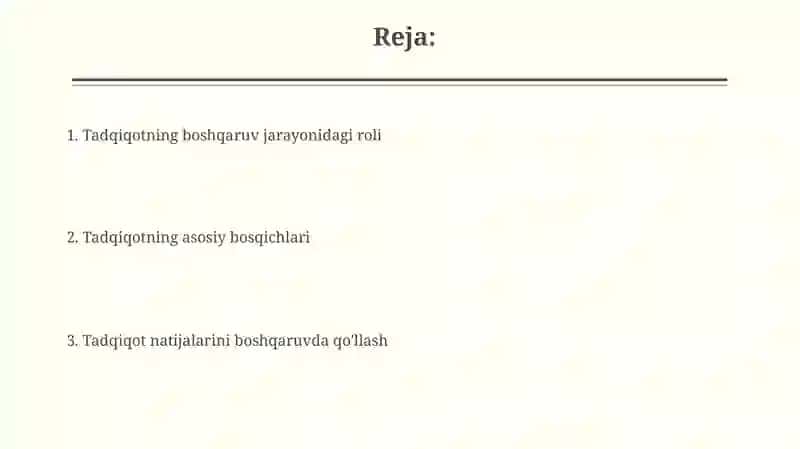Tadqiqot boshqaruv jarayoni 2