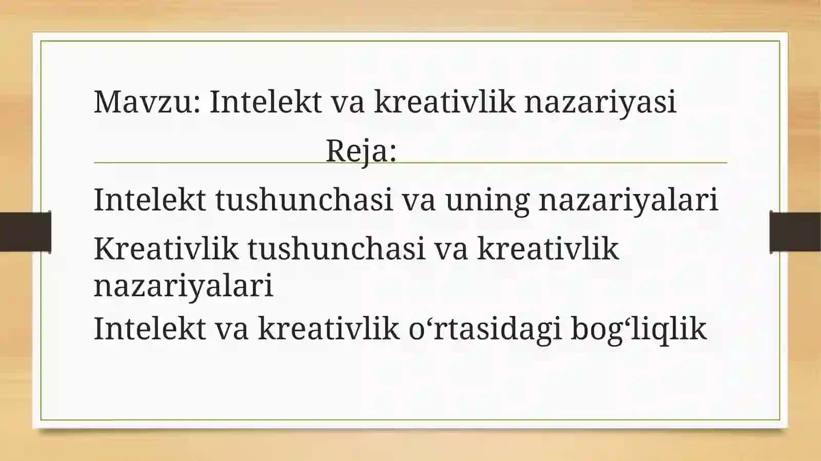 Intelekt va kreativlik nazariyasi 2