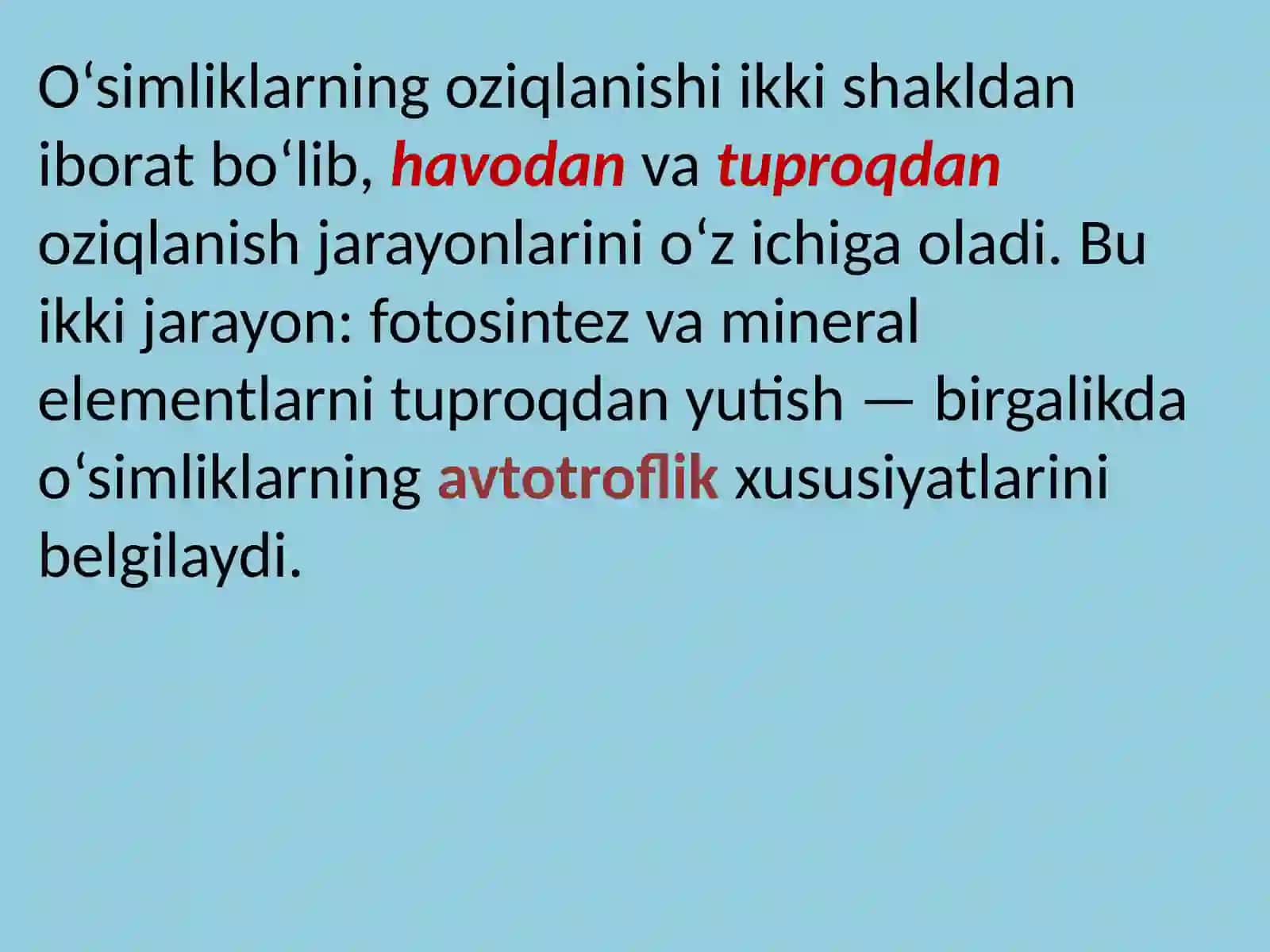 O`simliklarni tuproqdan oziqlanishi 2
