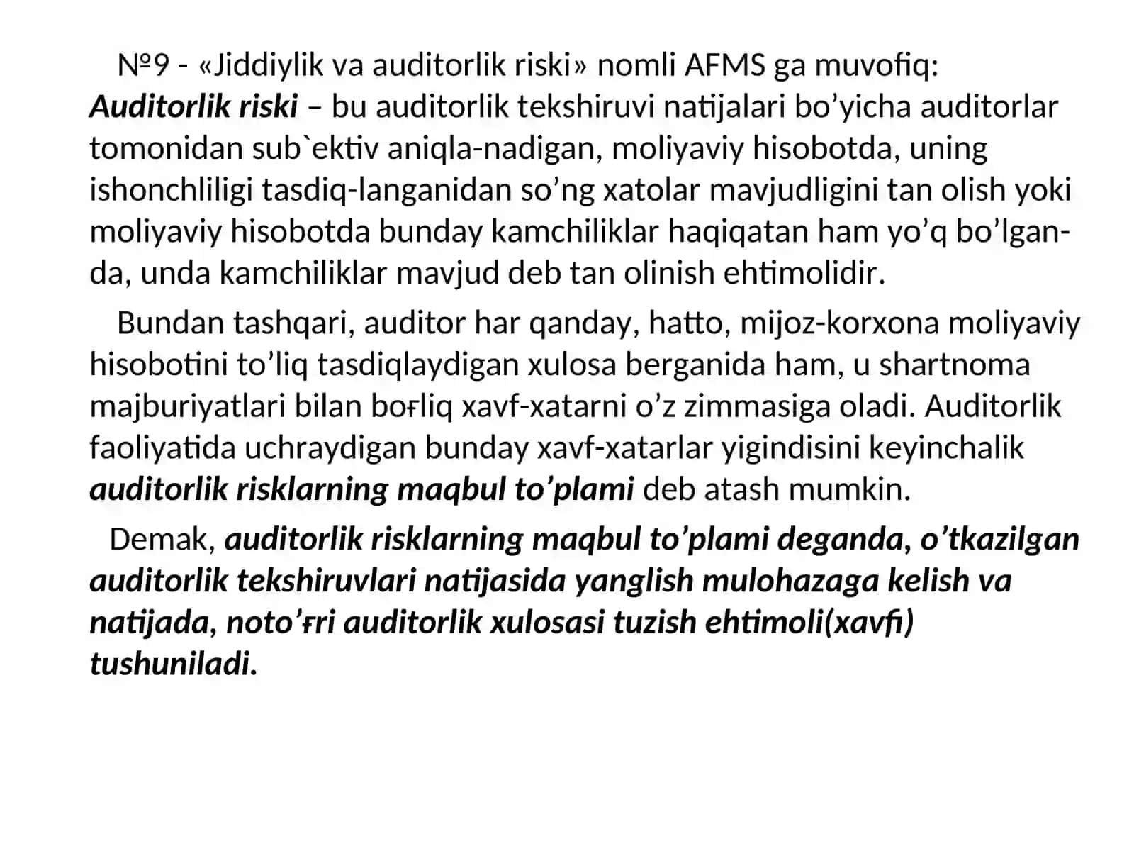 Auditorlik riski tushunchasi 2