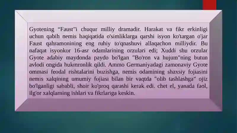 Gyote "Faust" asarida umuminsoniy goyalar 2