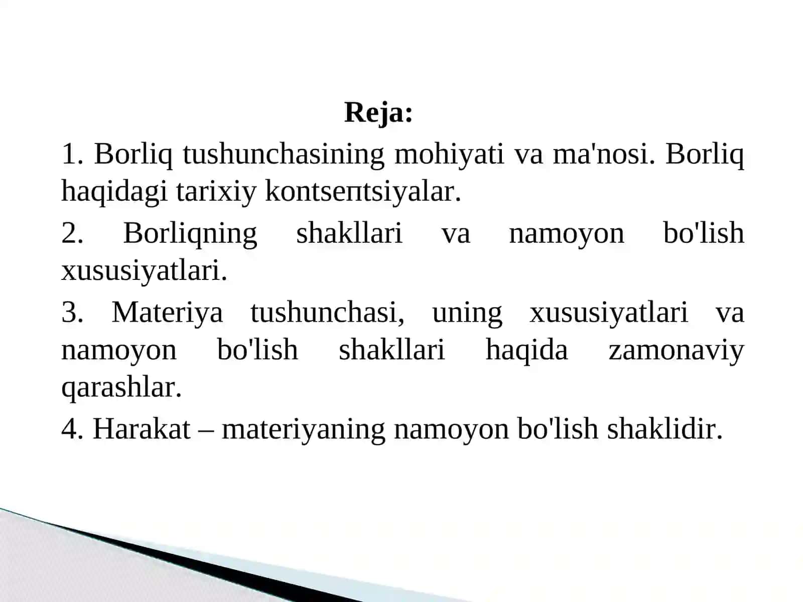 BORLIQFALSAFASI (ONTOLOGIYA) 2