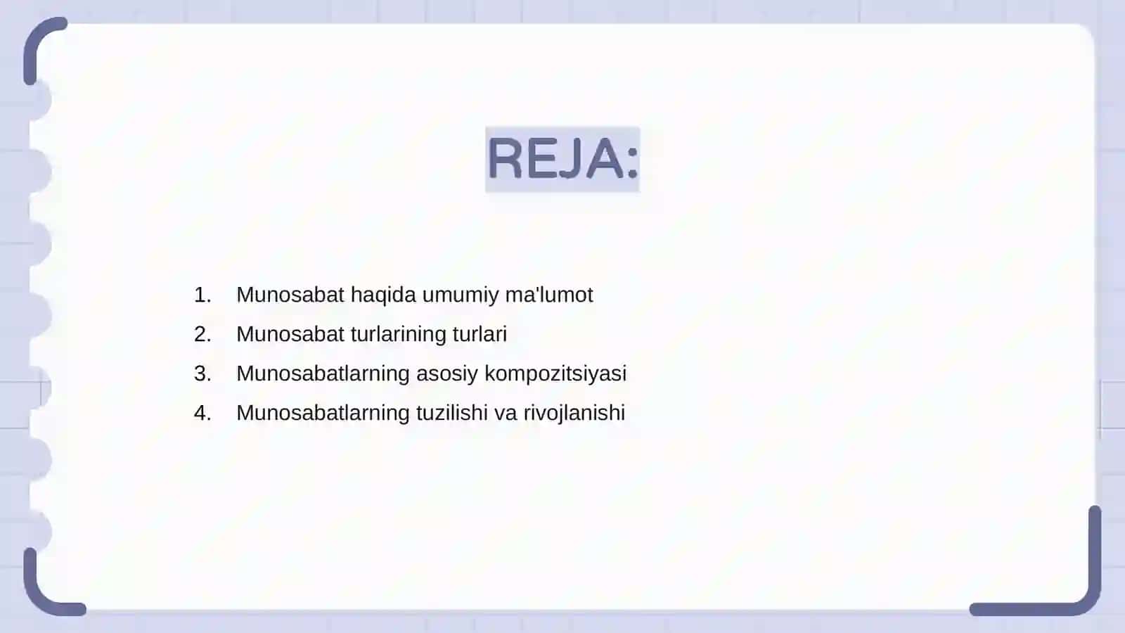 Munosabat Haqida Ma'lumot 2