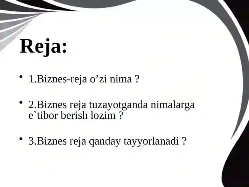 Korxonaning biznes rejasi 2