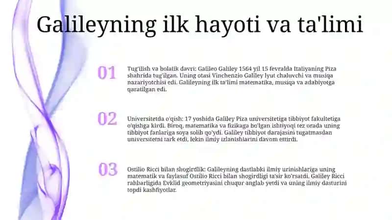 Tug'ilish va bolalik davri: Galeleo Galiley 2