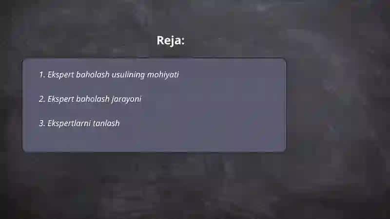 Turizmda Ekspert baholash usuli haqida 2