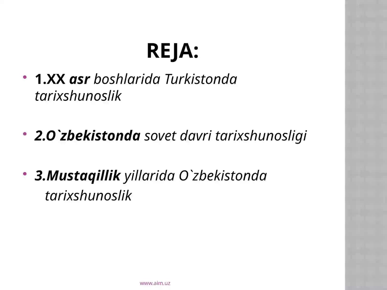 xxasr O`zbekiston tarix shunosligi 2